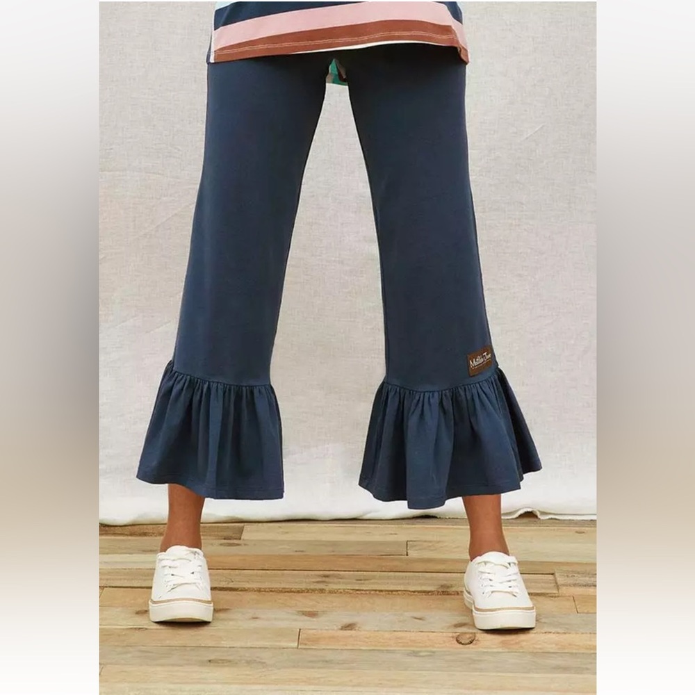 MATILDA JANE Big Ruffle‎ Size XS Stretch Crop Pants Navy Blue
